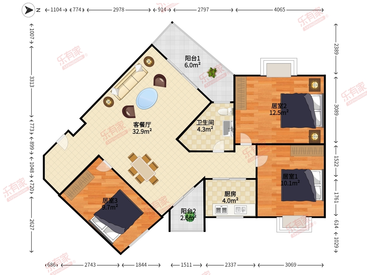 桦润馨居户型图