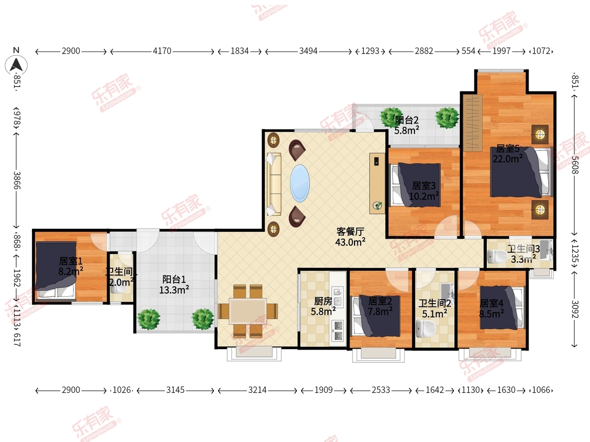 电力花园 5房2厅3卫 165㎡-东莞电力花园二手房