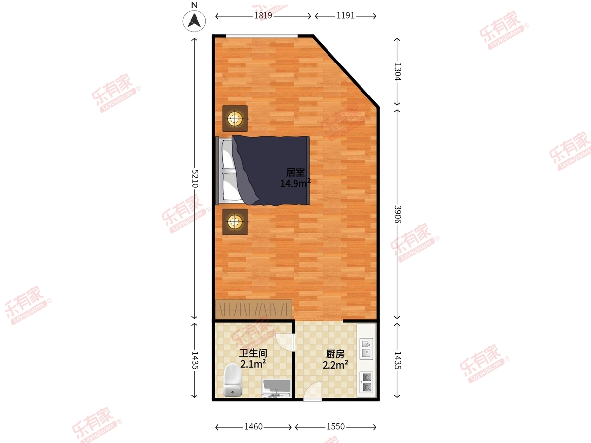 金桃园精装2室2厅82.35m²