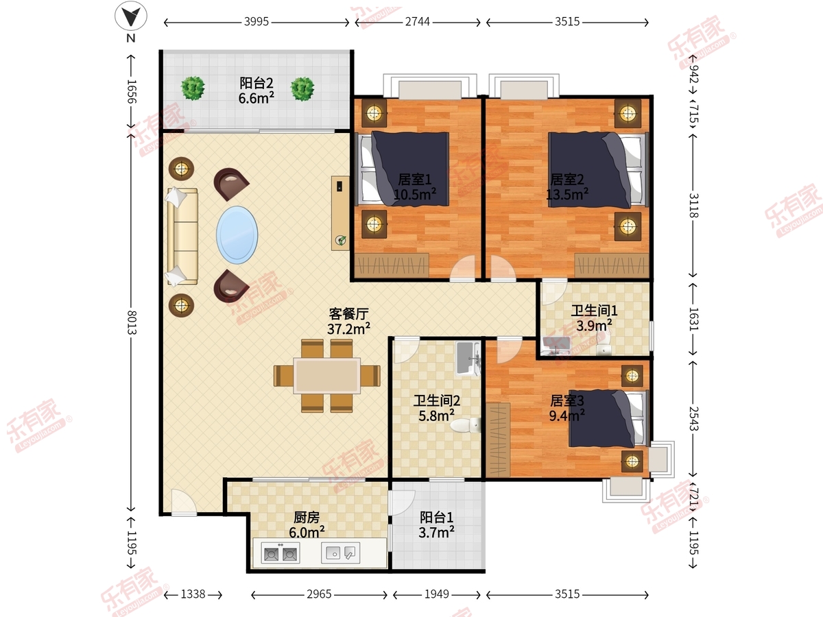新鸿花园(俪景鸿都)户型图
