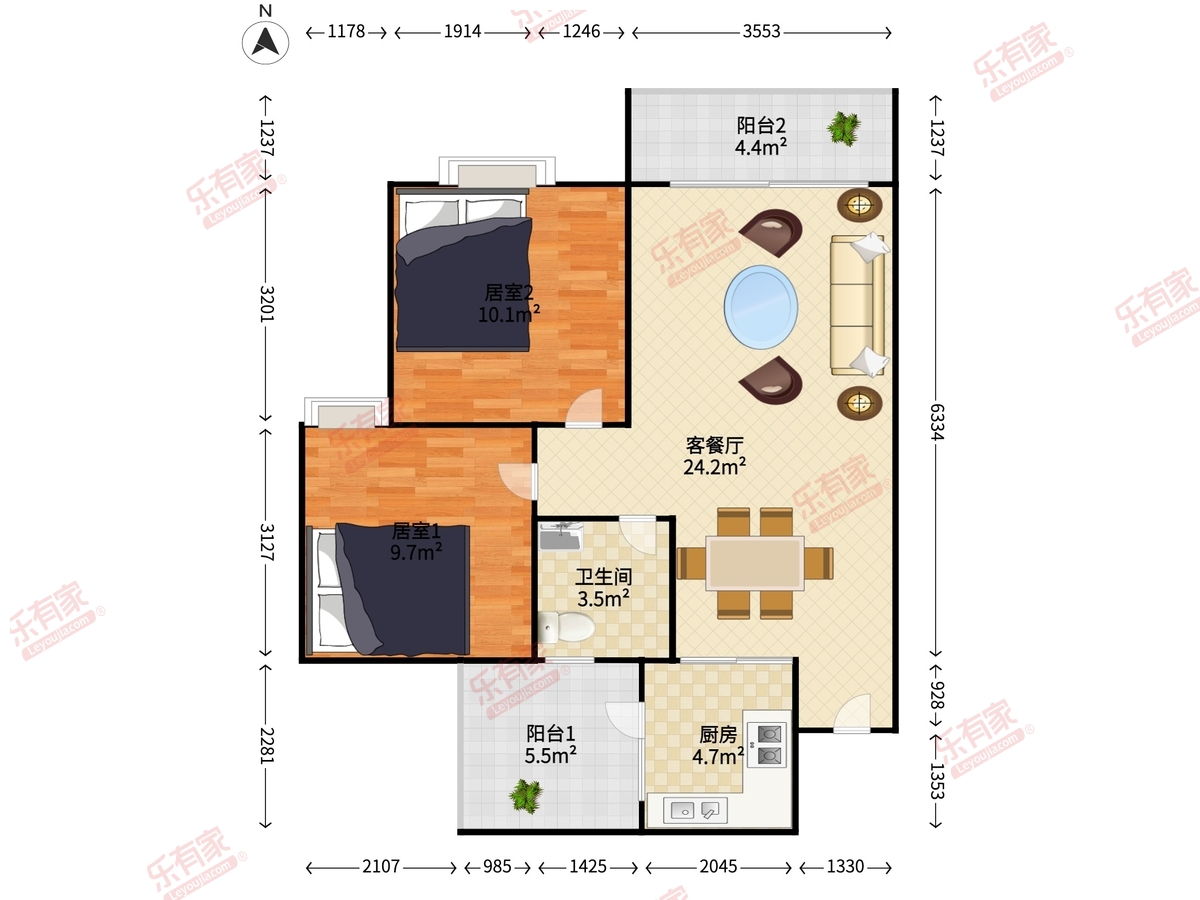 兴怡居 2房2厅1卫 71.13㎡-中山兴怡居租房