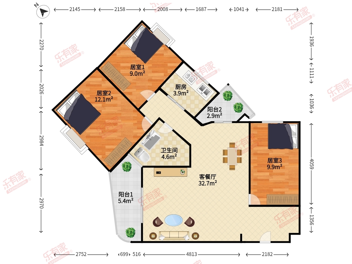 桦润馨居户型图