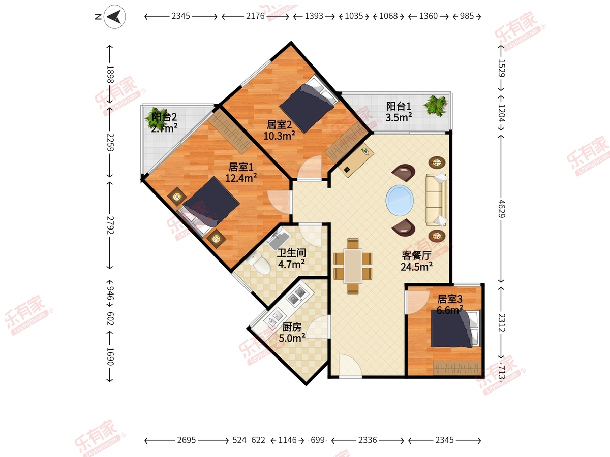 景福大厦 南 精装 1室 1厅 40m² -广州景福大厦租房