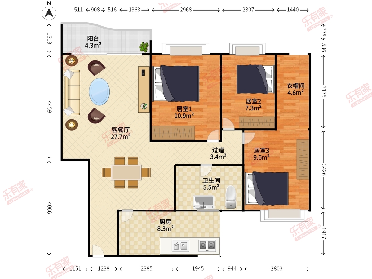 碧海天 3房2厅1卫 99㎡-深圳碧海天租房