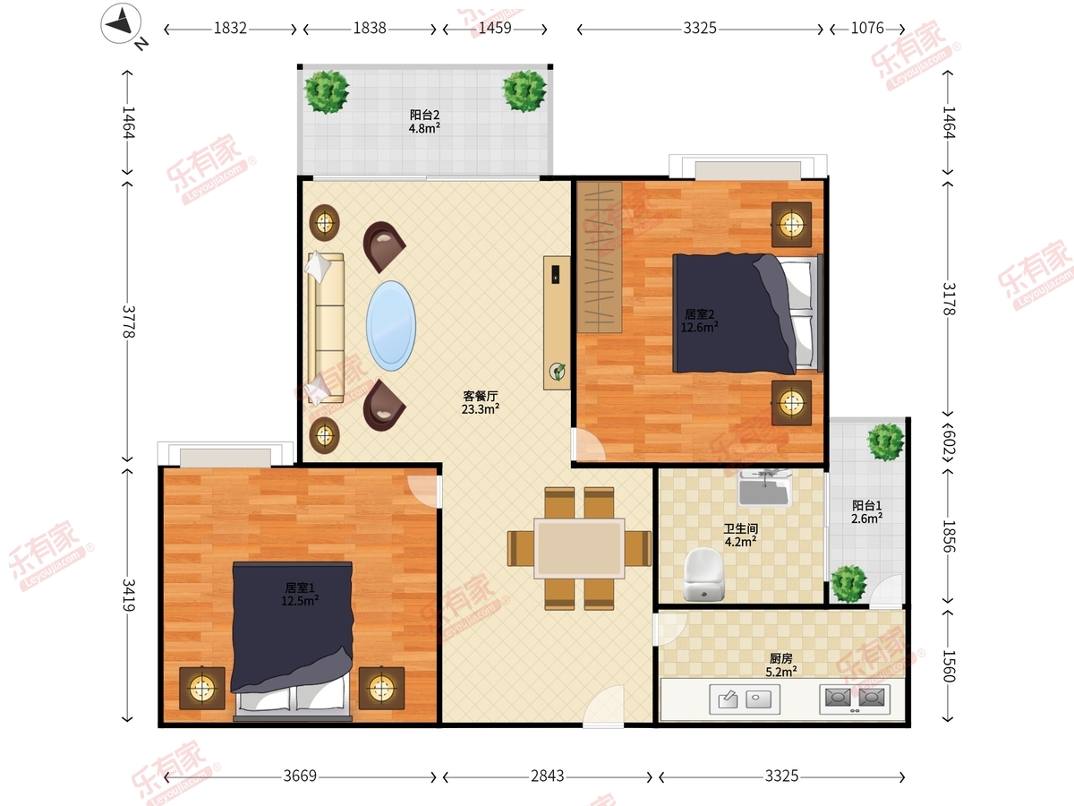 鸣泉居 2房2厅1卫 93㎡-深圳鸣泉居租房