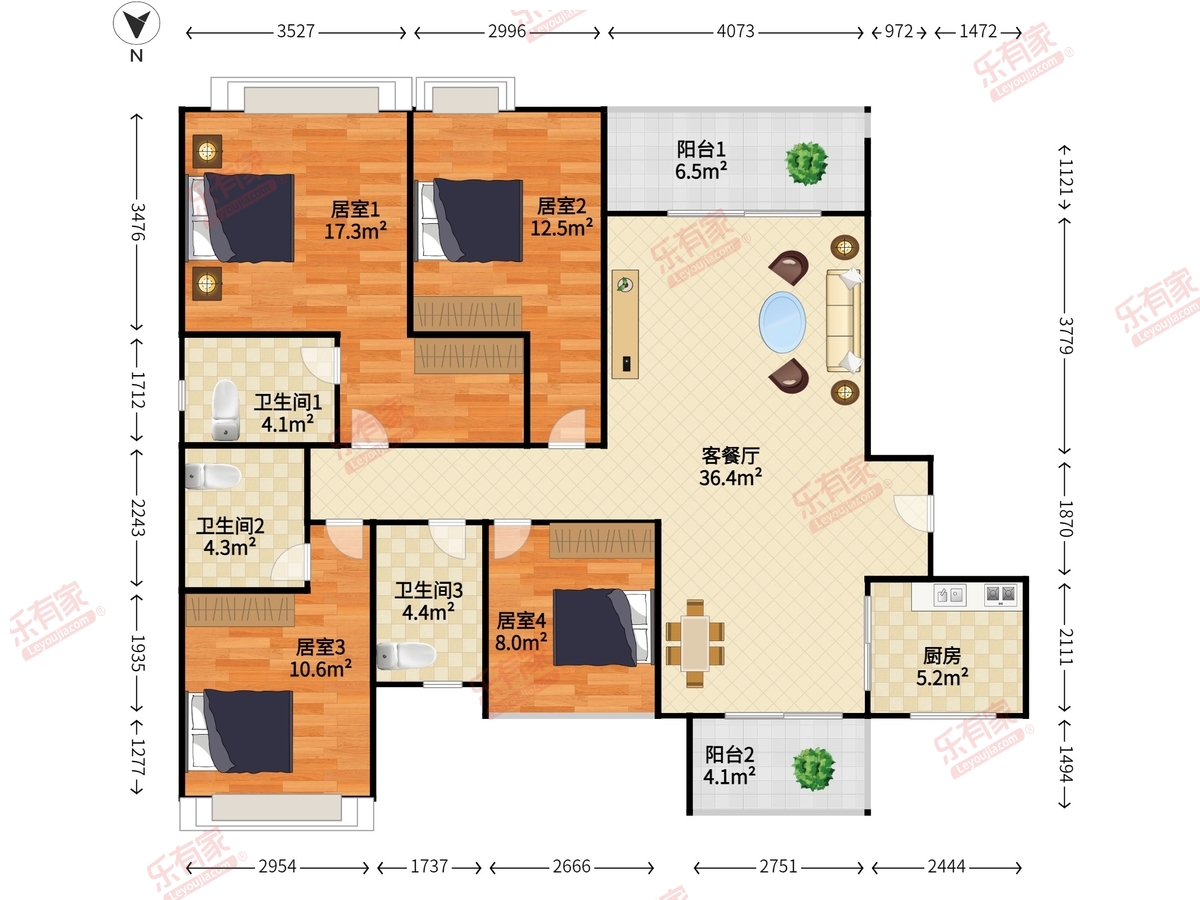 奥园公园一号 4房2厅3卫 142㎡-佛山奥园公园一号租房