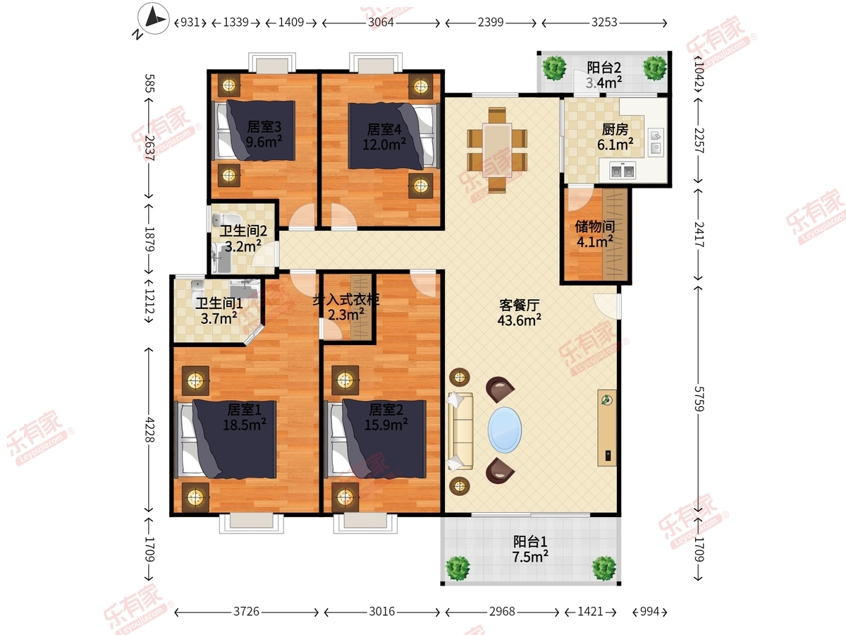 卓越城市中心花园户型图