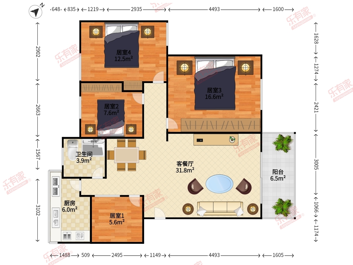 宝兴花园 东南 精装 4室 2厅 99m² -广州宝兴花园租房
