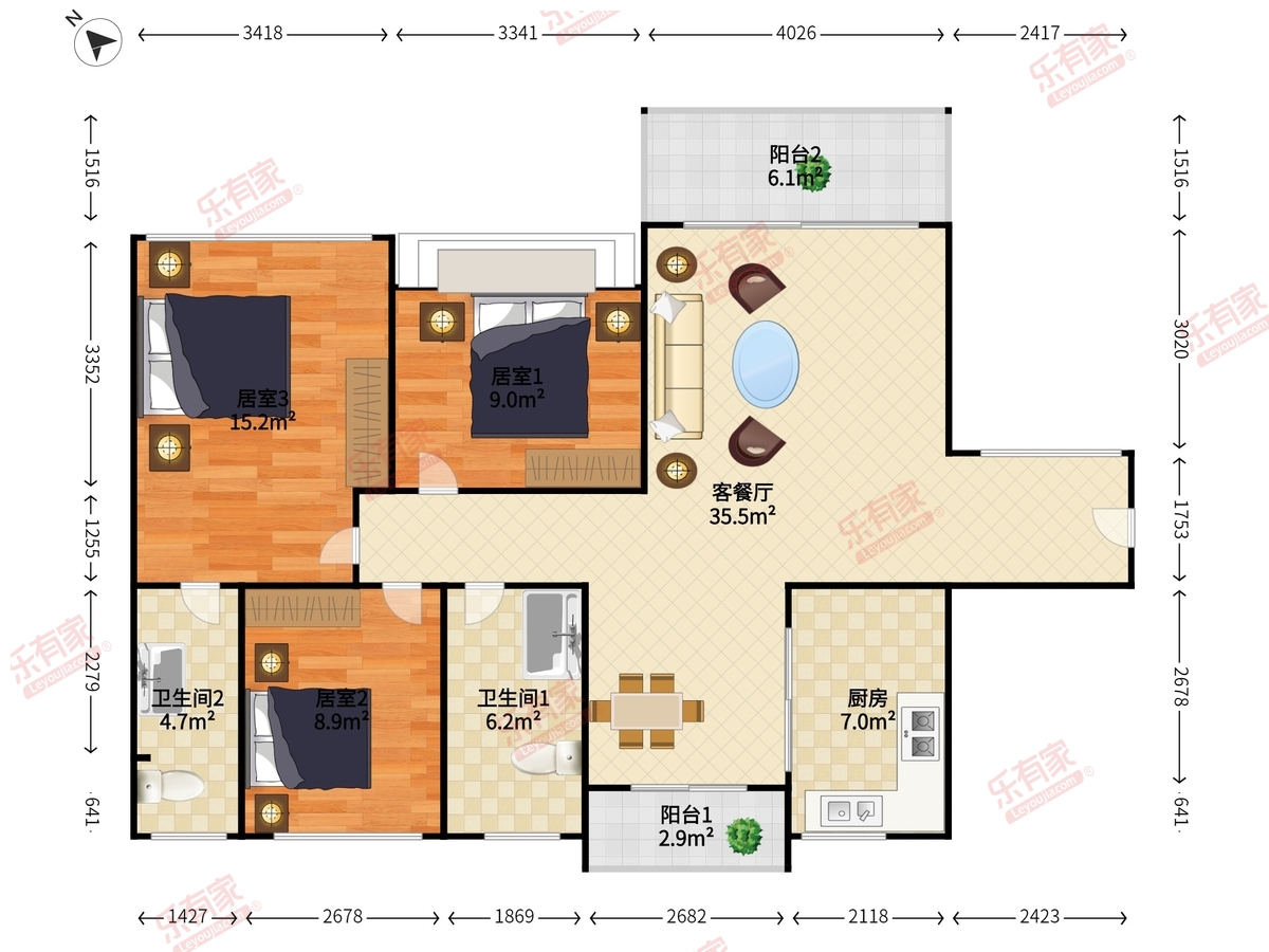 小区内少有三房招租-佛山恒福容悦园租房