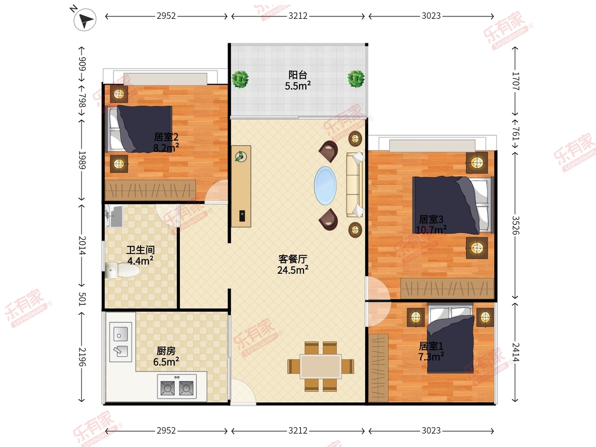 和成嘉业 3房2厅1卫 82.55㎡-深圳和成嘉业租房