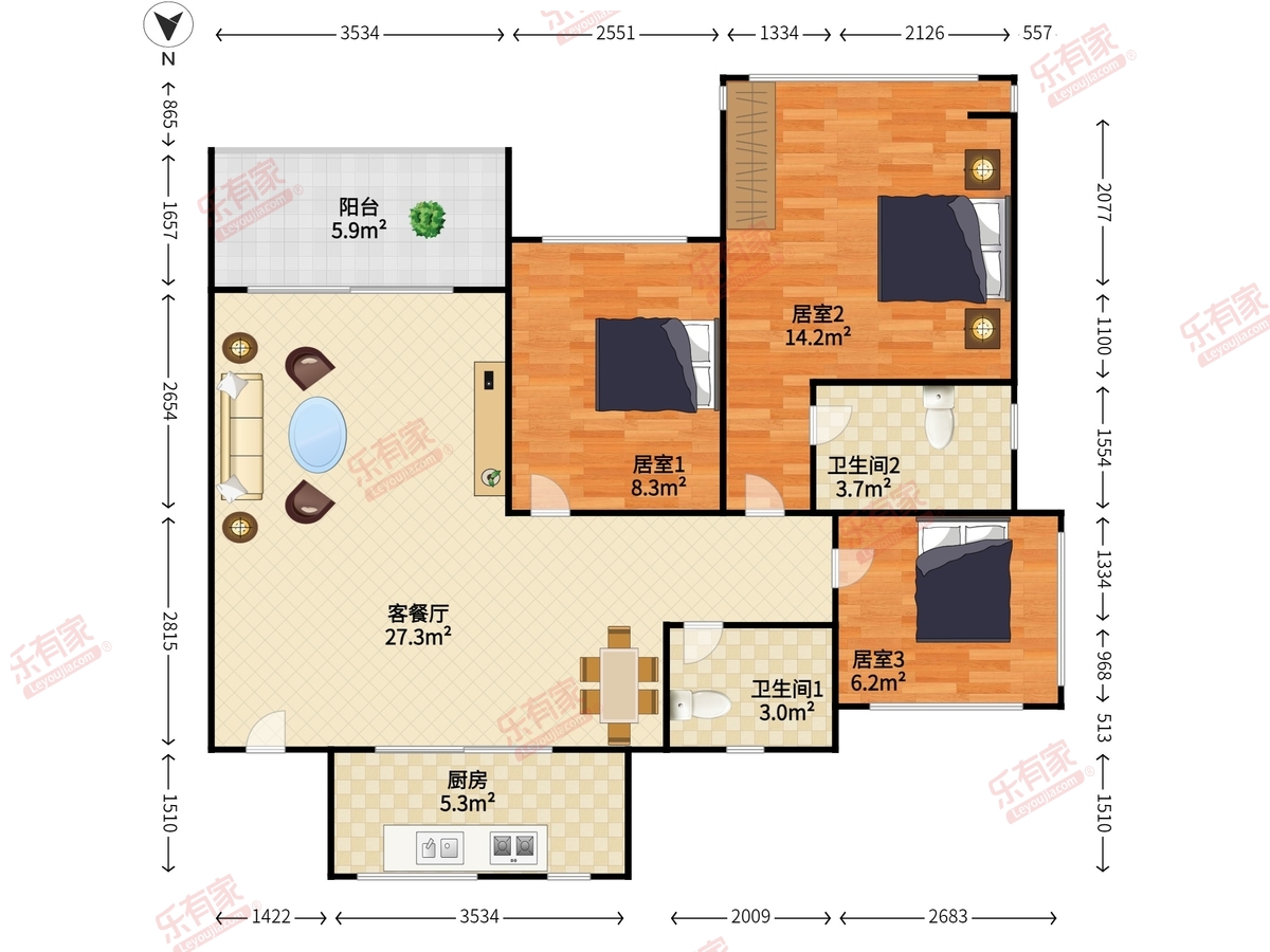 莱蒙水榭春天六期户型图