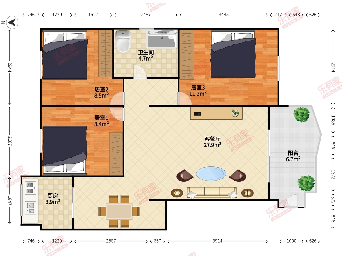 西城花园户型图图片