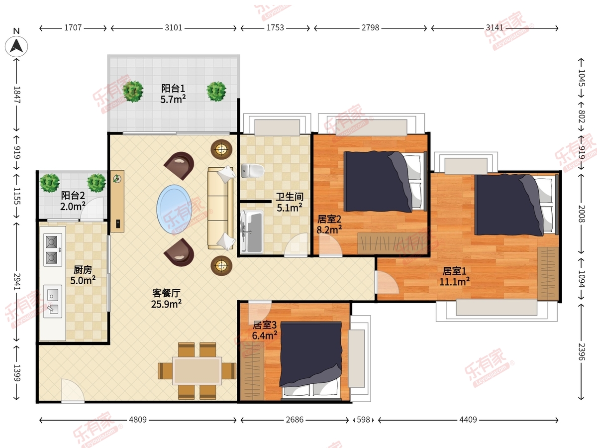 观山盛苑户型图