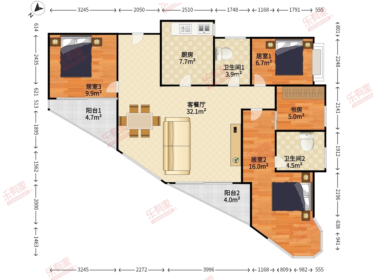 东海富汇豪庭 4室2厅2卫1厨2阳 119.15 东北