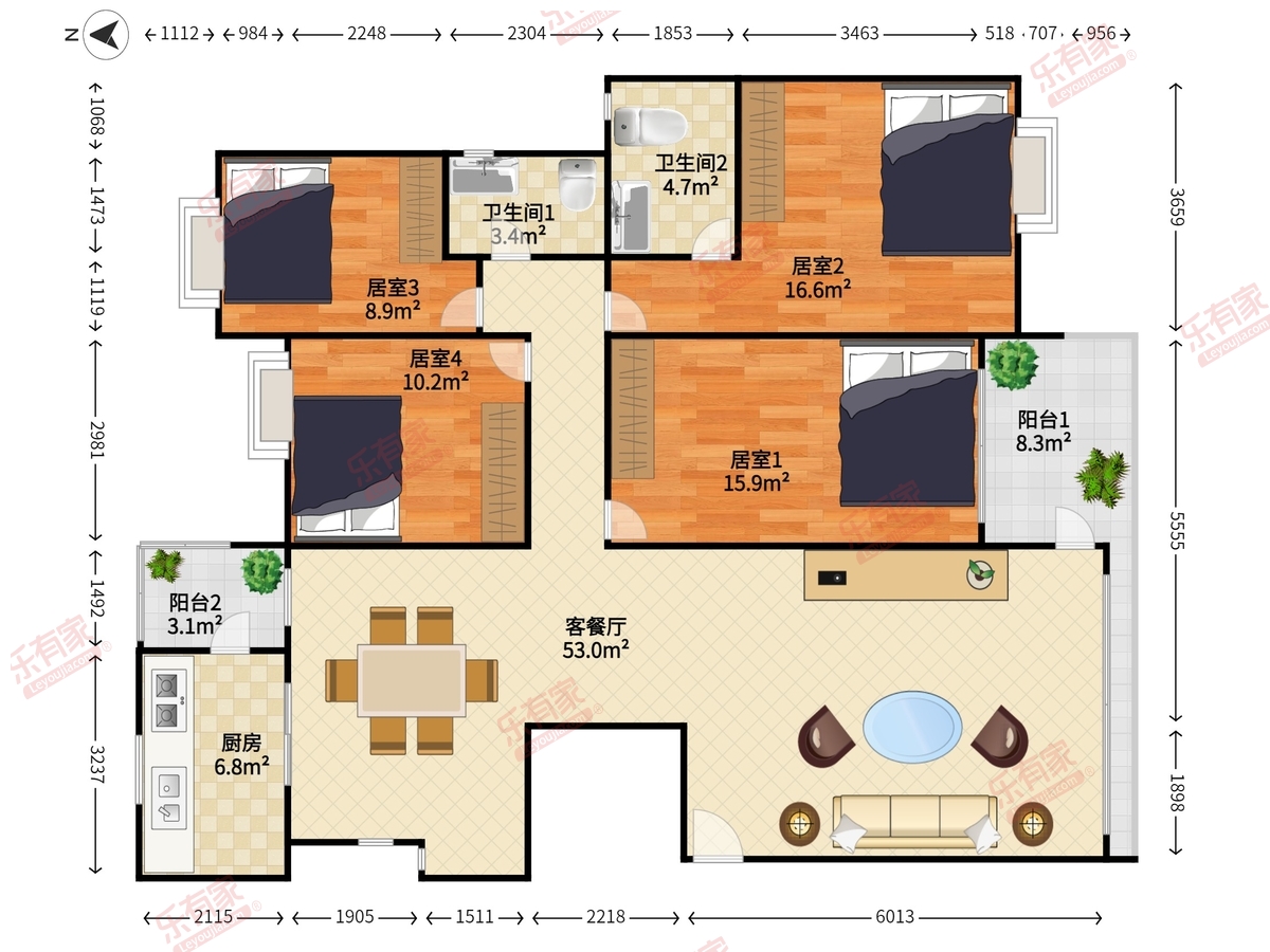 鹏兴花园六期 4房2厅2卫 158㎡-东莞鹏兴花园六期租房