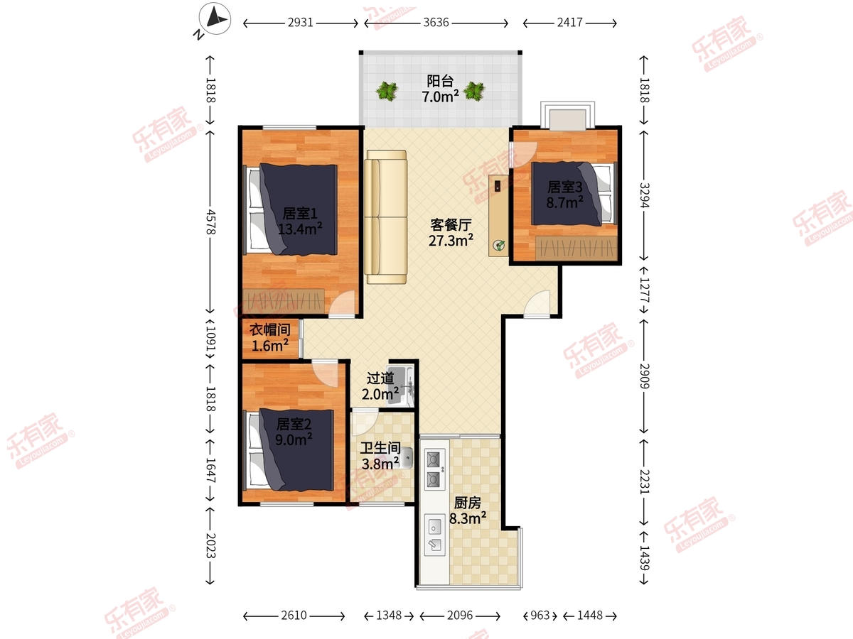 乐山居 3房2厅1卫 91.57㎡-深圳乐山居二手房