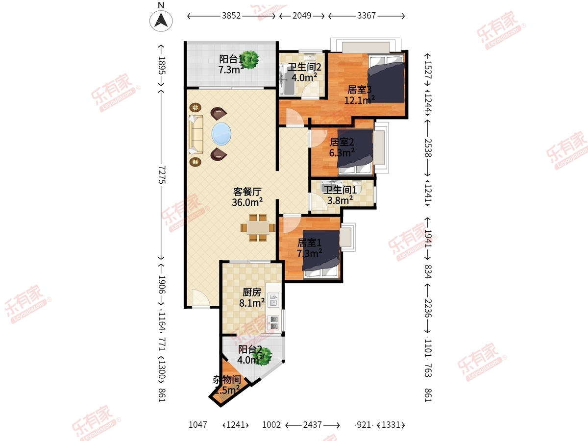 汇峰苑南北精装4室2厅205.08m²