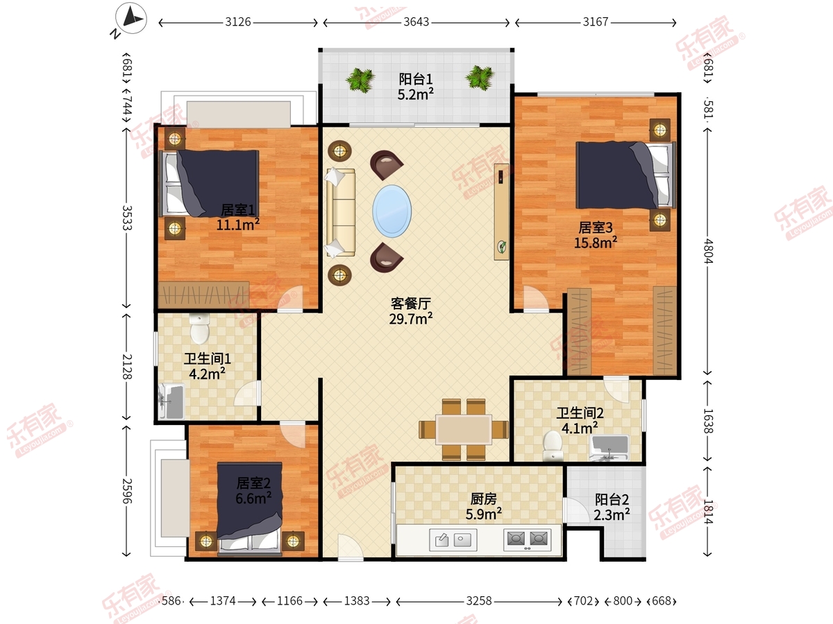 京基御景中央二期 3房2厅2卫 101.12㎡-惠州京基御景中央二期租房