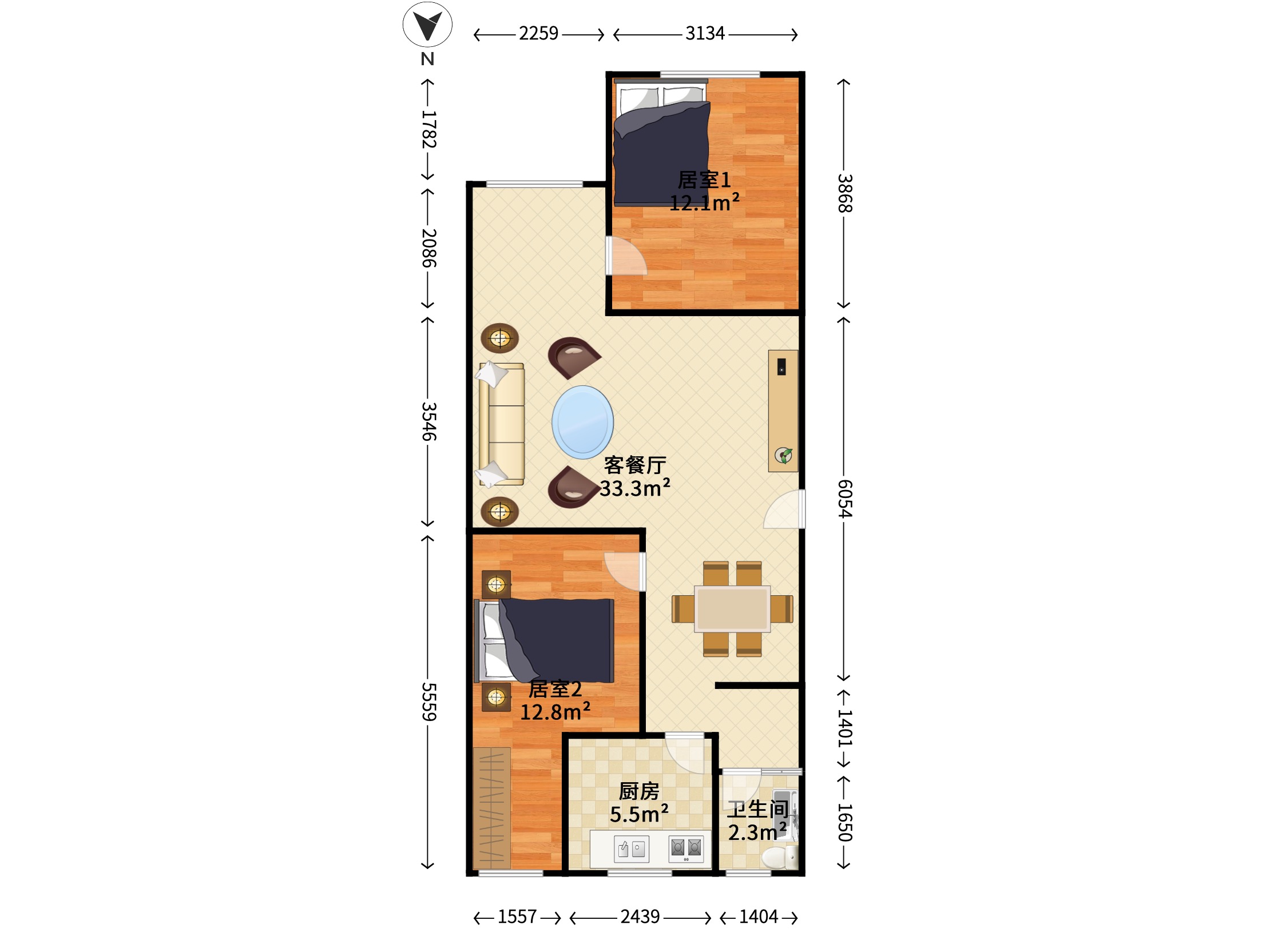 木材公司住宅 2房2厅1卫 75㎡-江门木材公司住宅租房