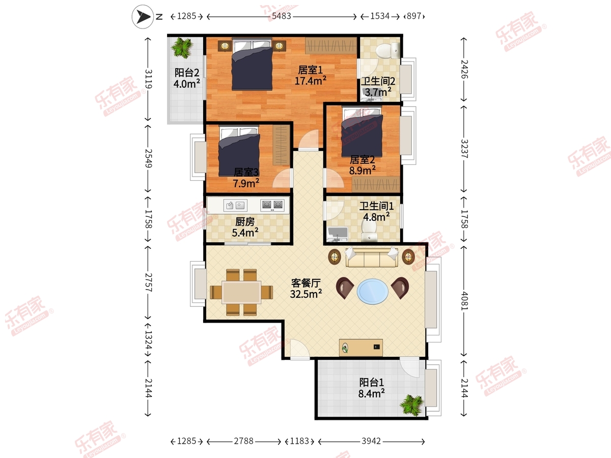 翰岭花园户型图