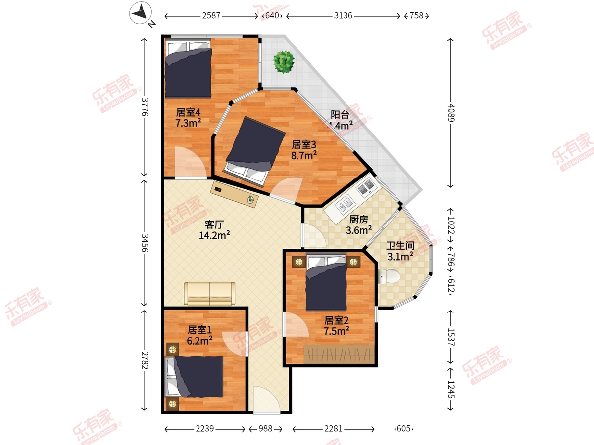 白金酒店公寓户型图