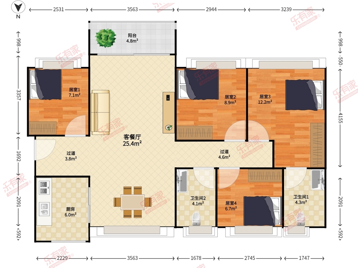 深铁懿府 4房2厅2卫 114㎡-广州深铁懿府租房