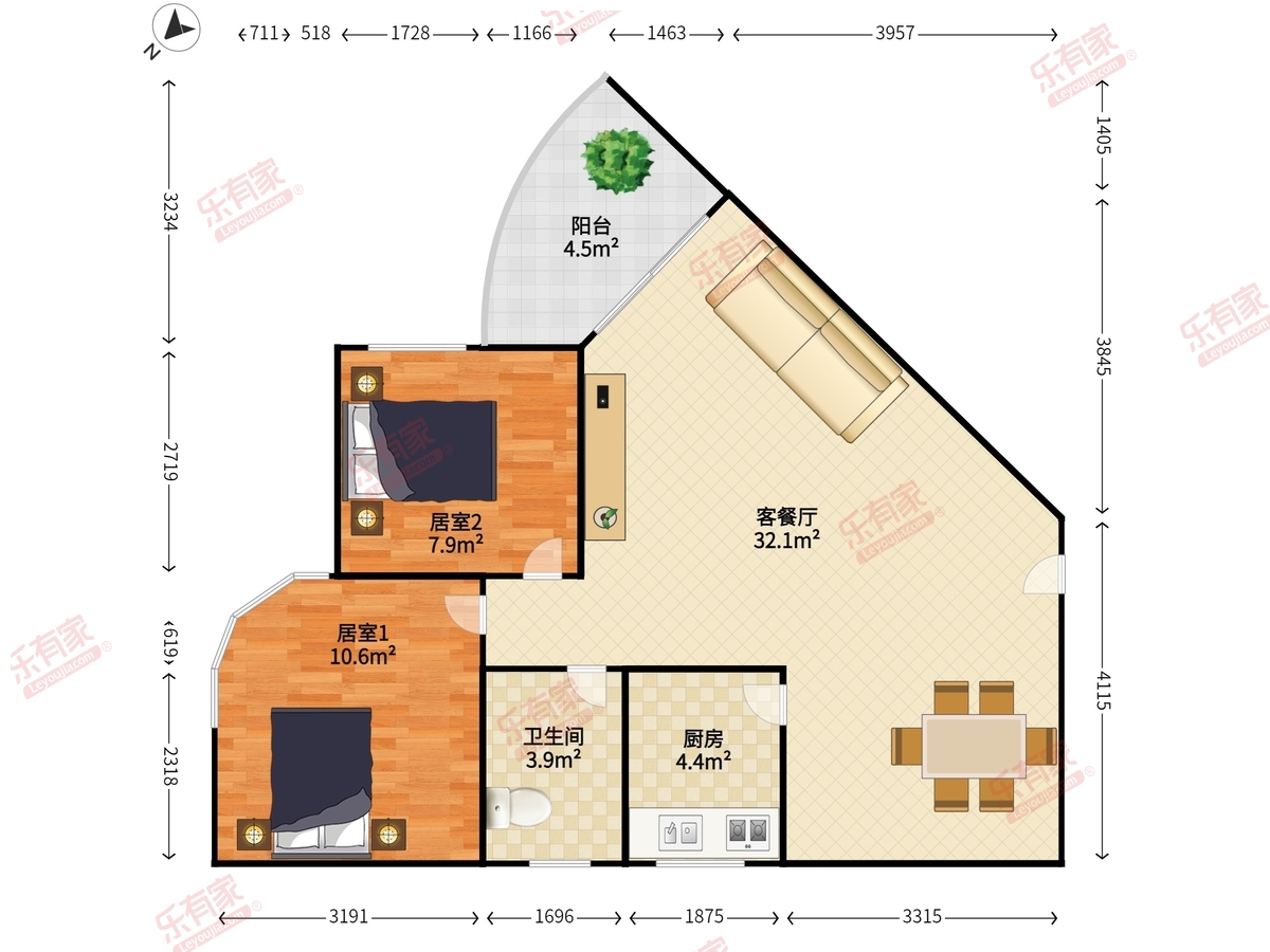 仓前锦福苑户型图