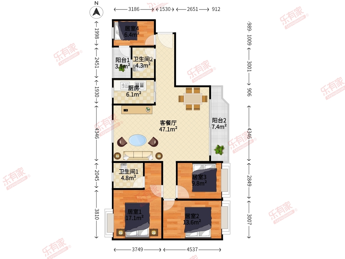 北城白云花园户型图