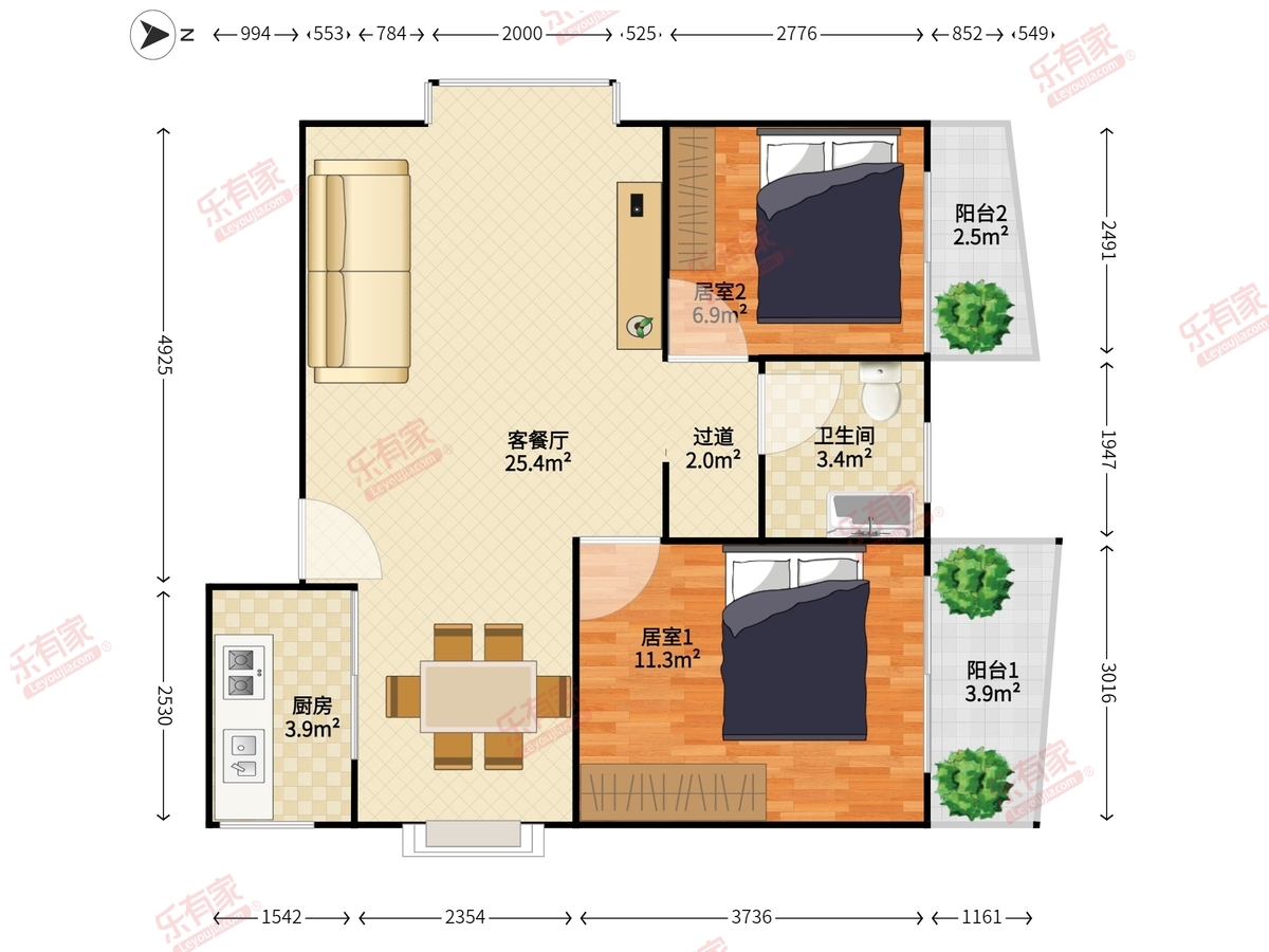 学林雅院 2房2厅1卫 69㎡-珠海学林雅院租房