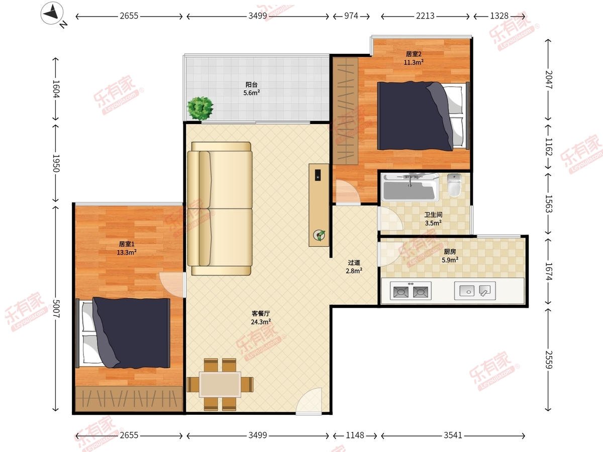 豪方天际 东 精装 4室 2厅 89m² 