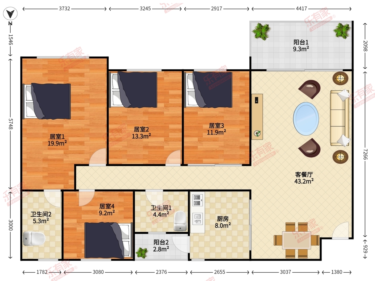 南沙碧桂园 4房2厅2卫 152.83㎡