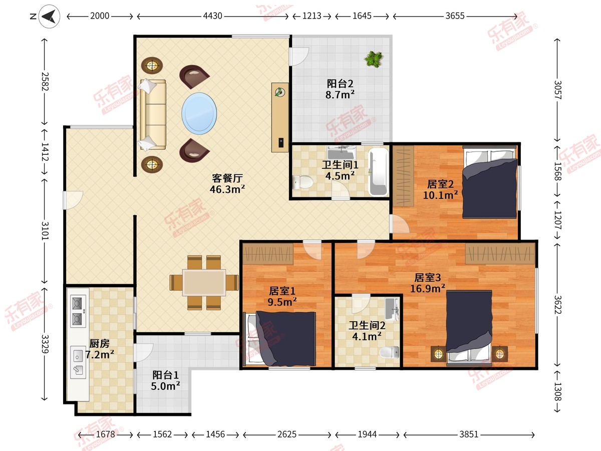 远洋城美域（A16）户型图