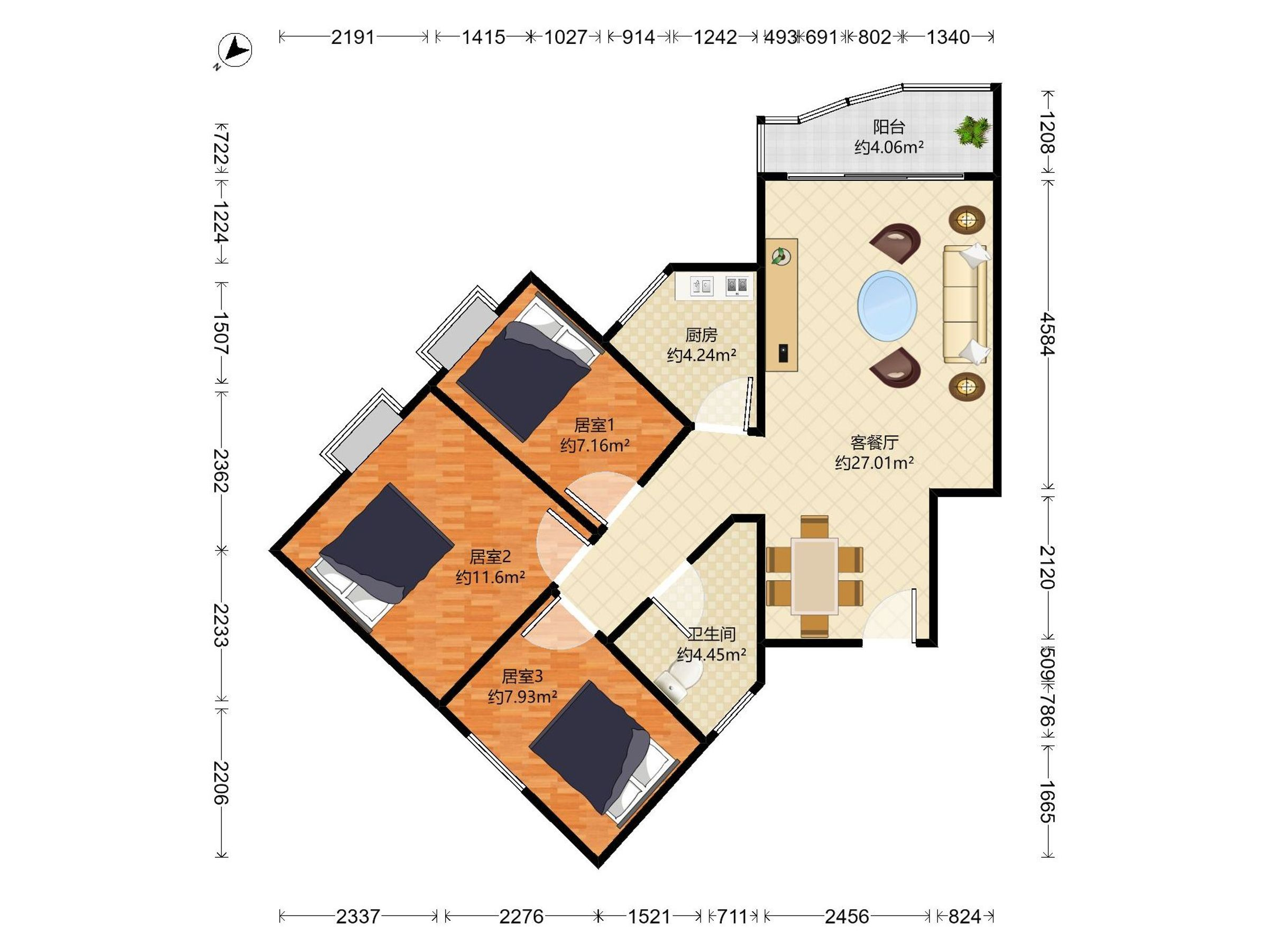 都市花园东南精装3房
