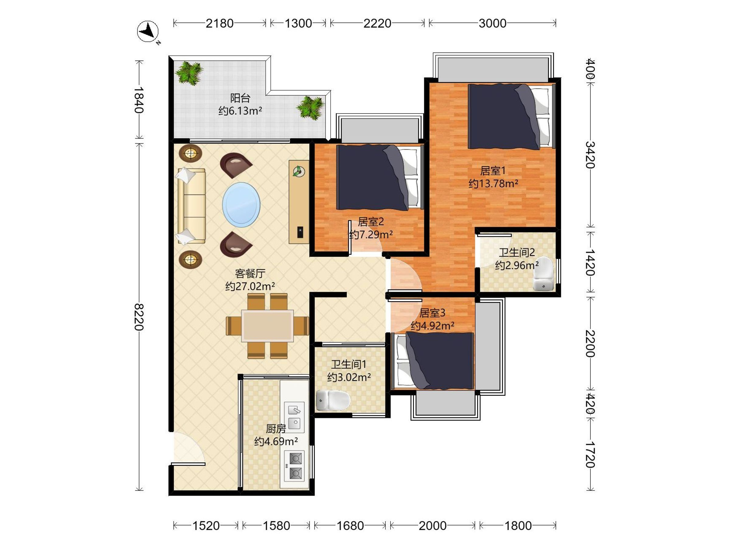 金地峰境誉府 3房2厅2卫 120.77㎡-深圳金地峰境誉府二手房