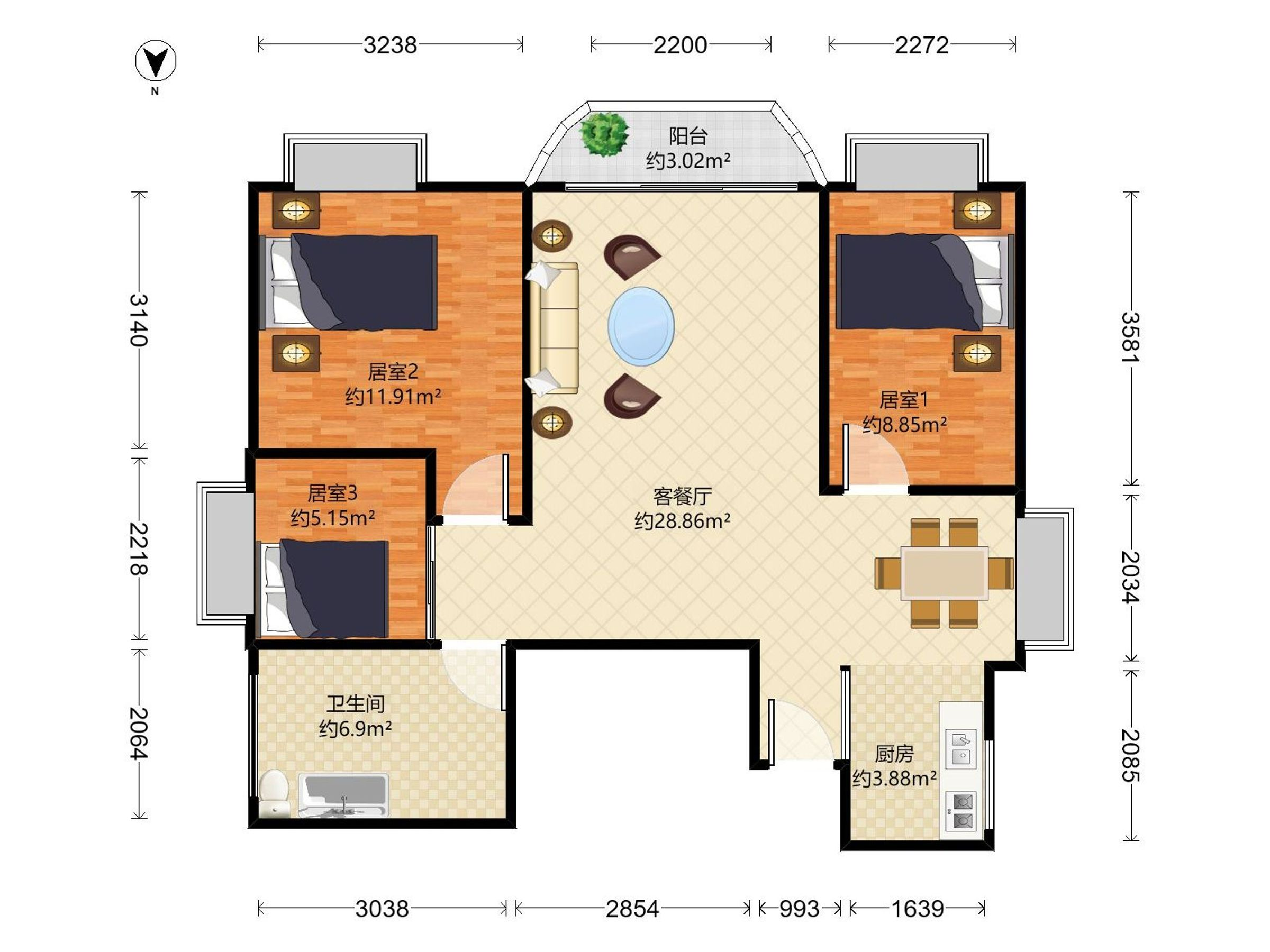 新港鸿花园户型图