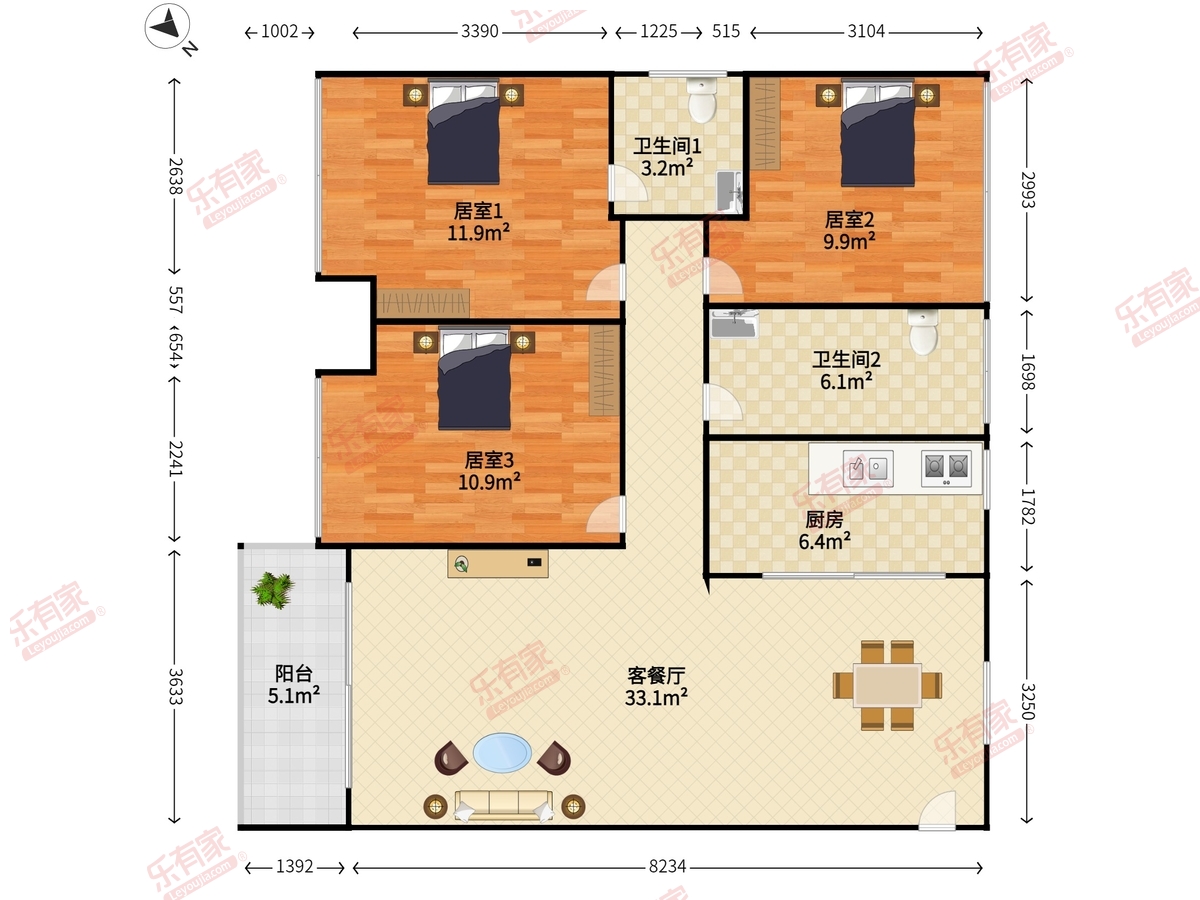 蓝色海福居户型图