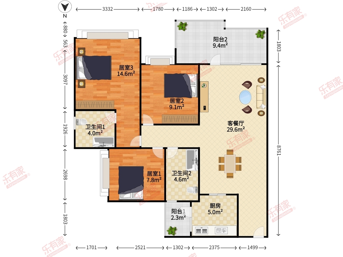 棕榈彩虹（三四期）户型图