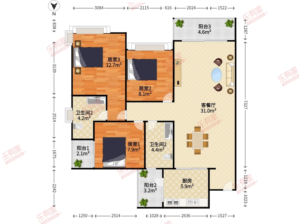 棕榈彩虹花园（一二期）户型图