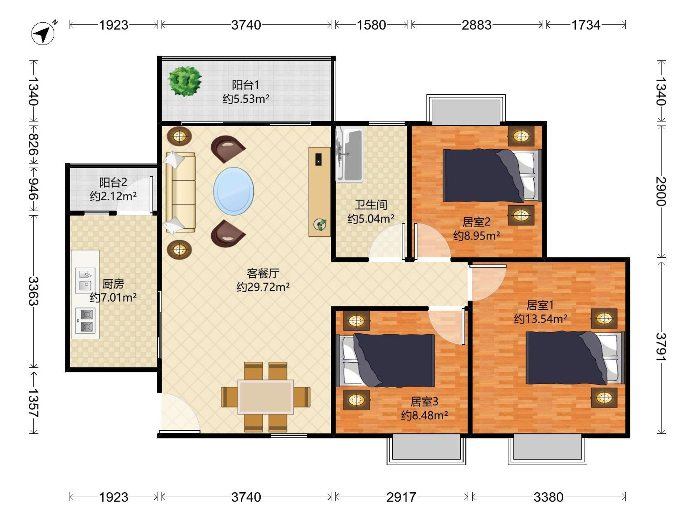 深云村，三房中间楼层，业主自住保养好，