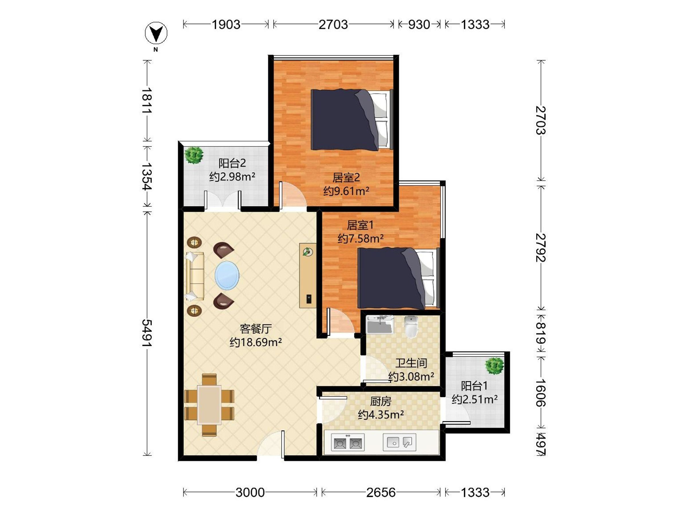 正兆.茗语华苑 2房2厅1卫 63.49㎡-佛山正兆.茗语华苑二手房