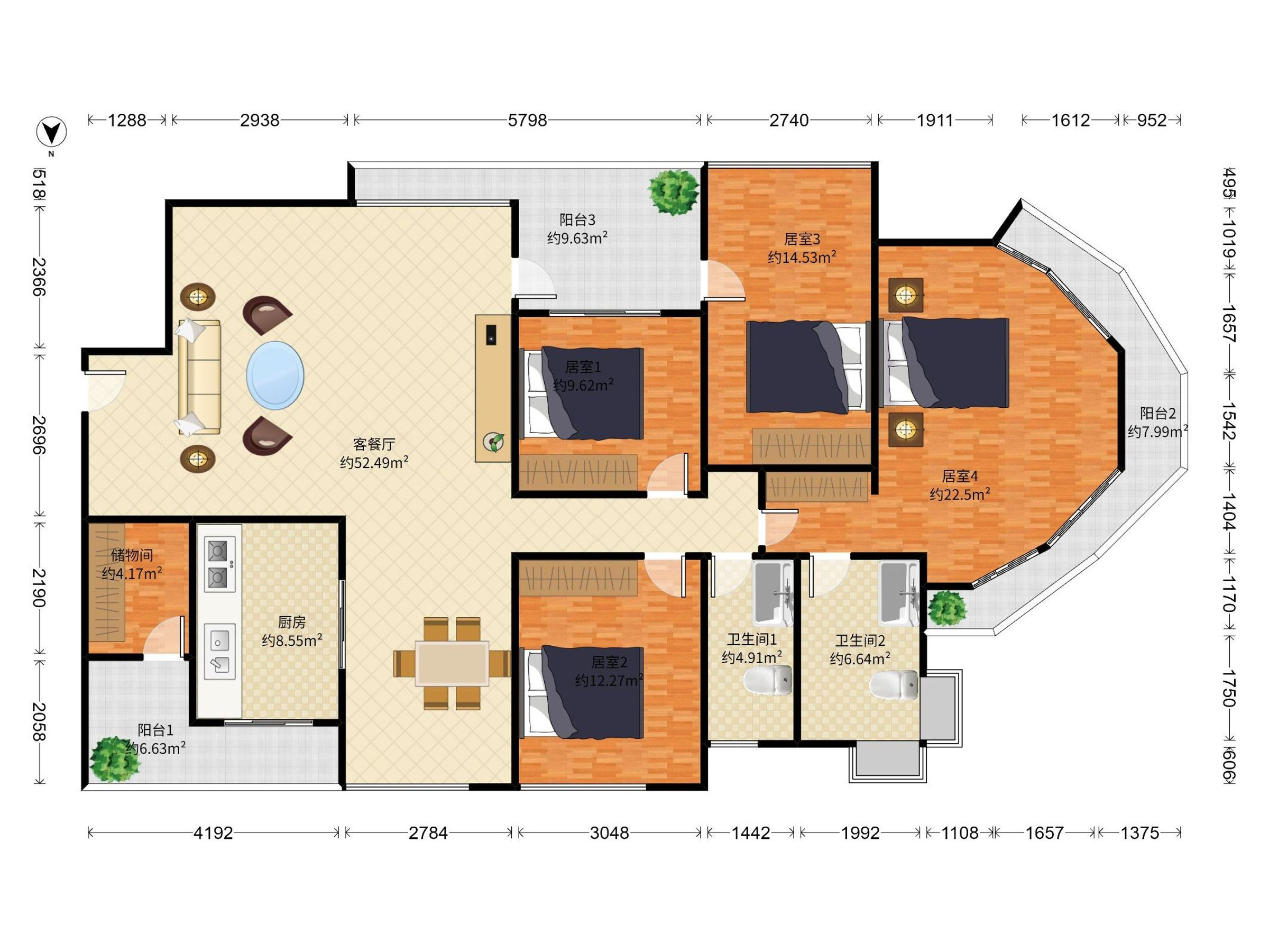 花园城三期 5房2厅2卫 179.4㎡