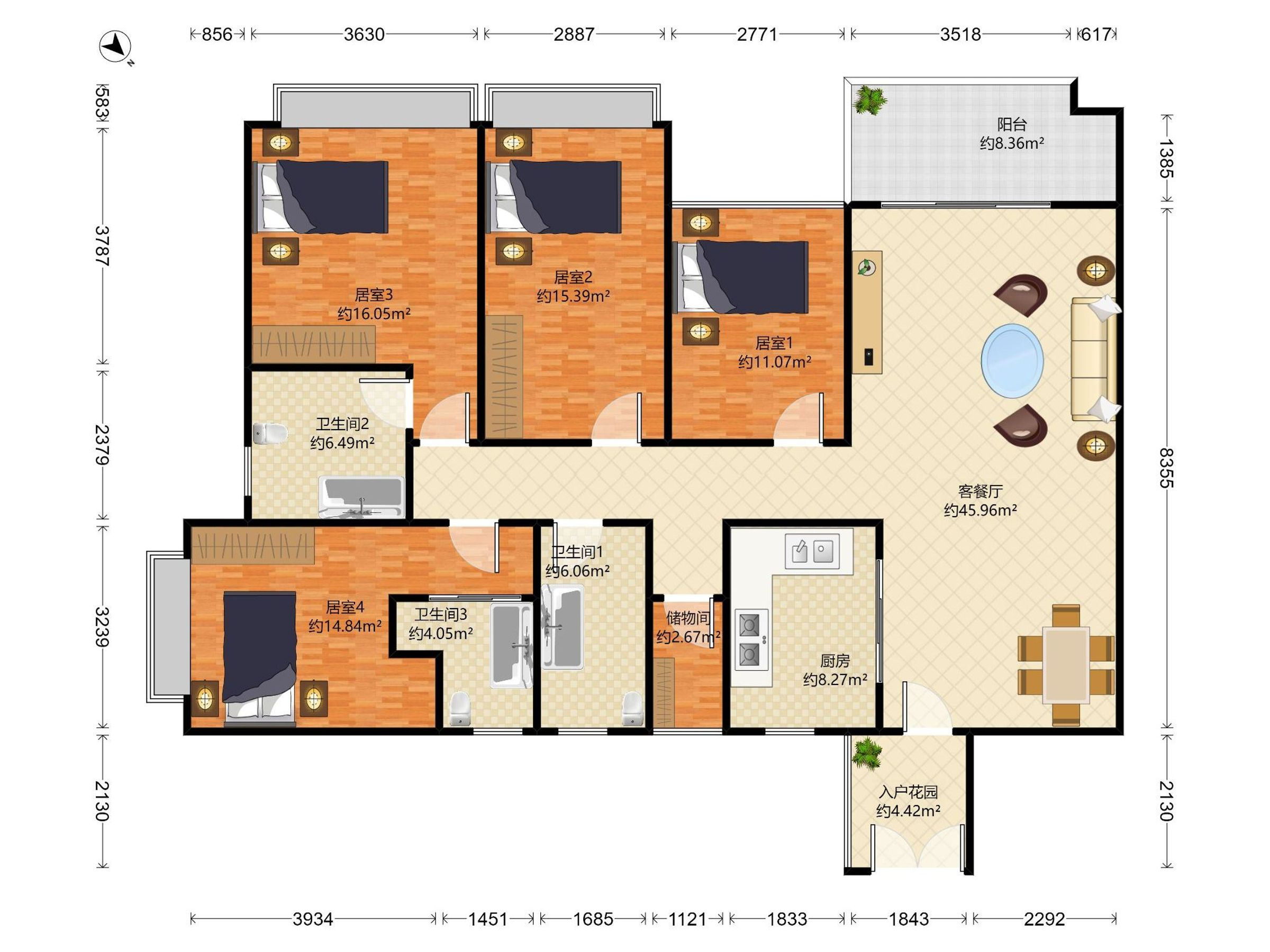 华润银湖蓝山西南精装4室2厅183.79m²