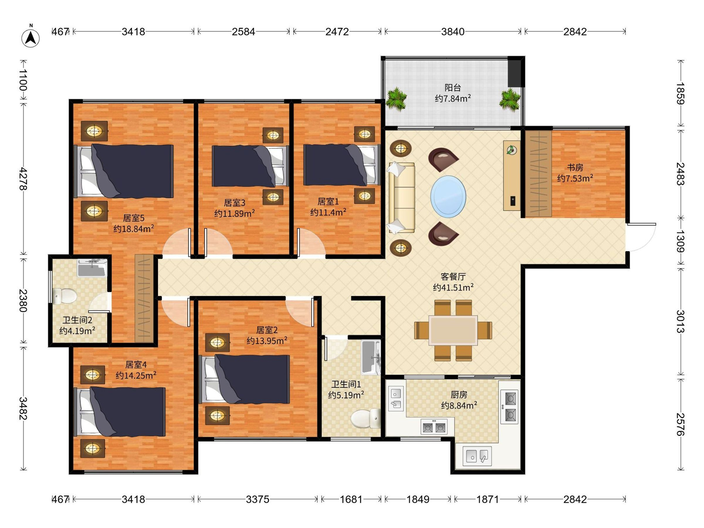 佳兆业城市广场一期 6房2厅2卫 149.26㎡