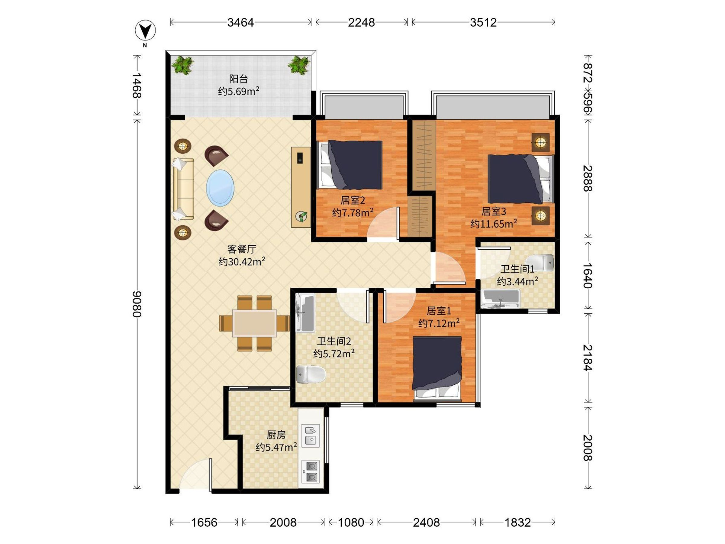 今日香沙御景园，朝南采光佳，厅出阳台，楼龄新，车位足，近地铁，业主诚心出售！