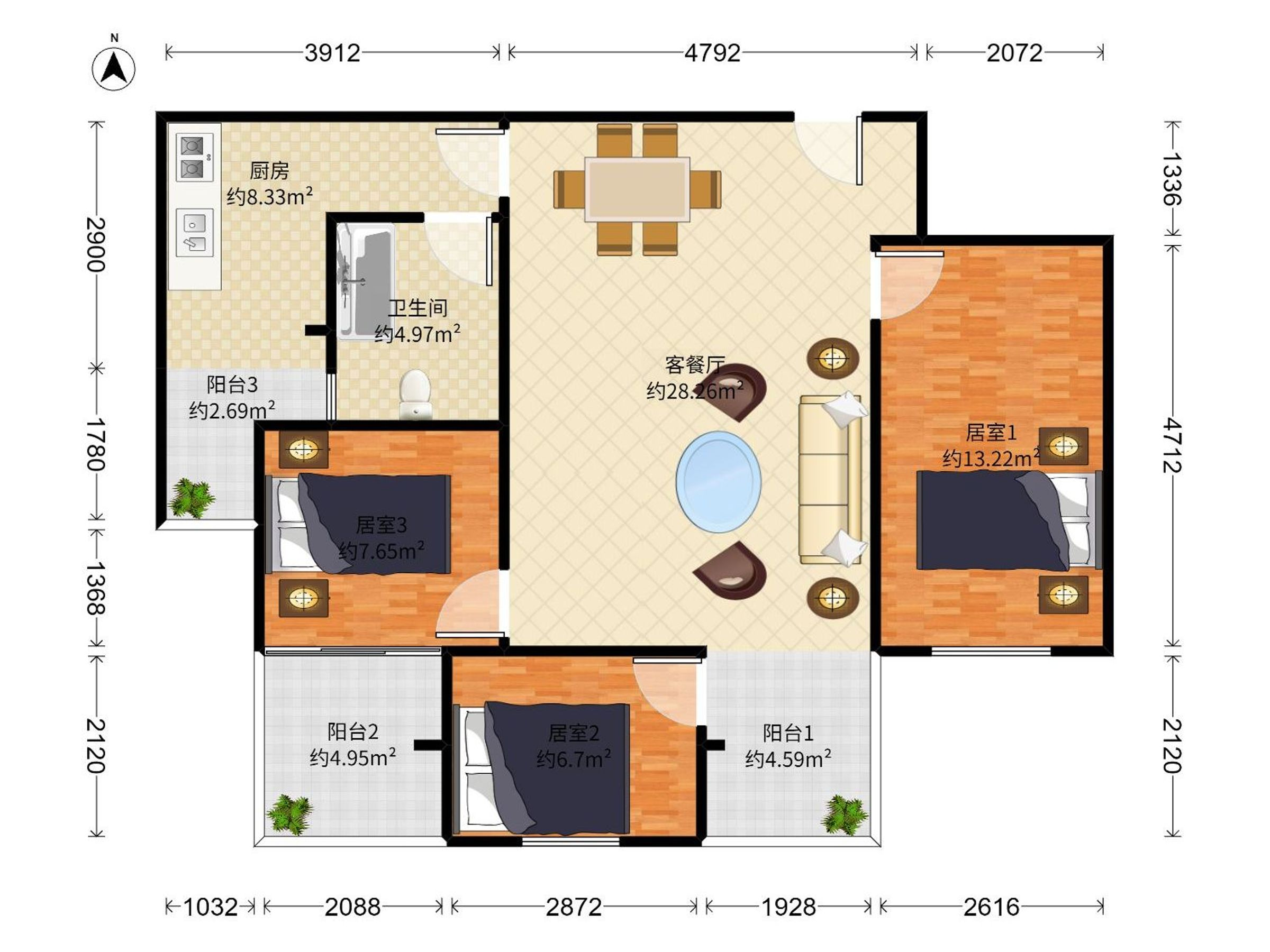 位于市繁华地段，周边有大型商场、超市、医院、书包等配套设施，