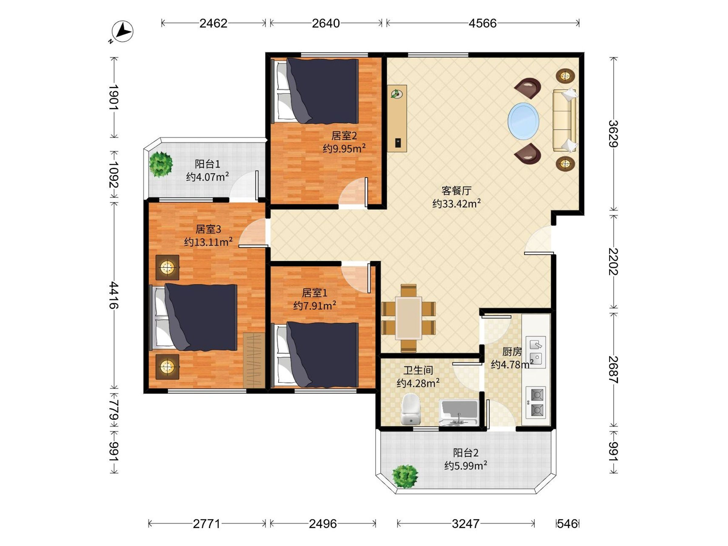 碧海湾花园 3房2厅1卫 92.6㎡-江门碧海湾花园二手房