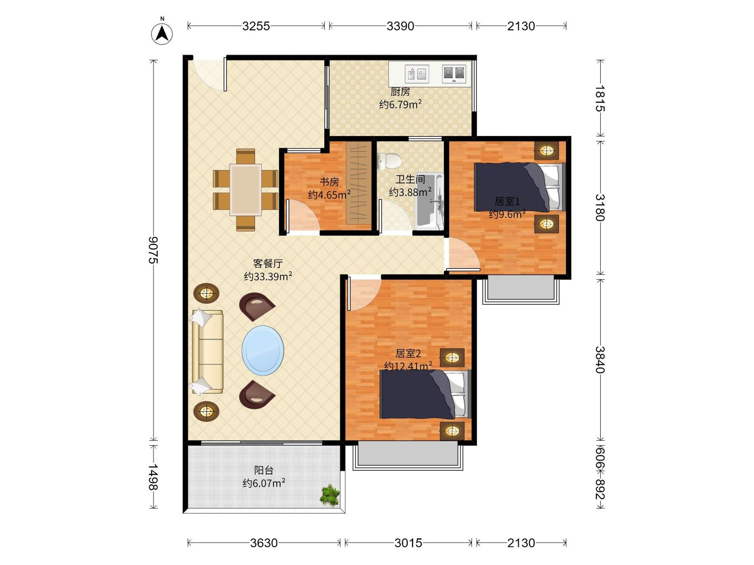 南向三室两厅，宽敞明亮，公园环绕，地铁便捷，理想家居选择。