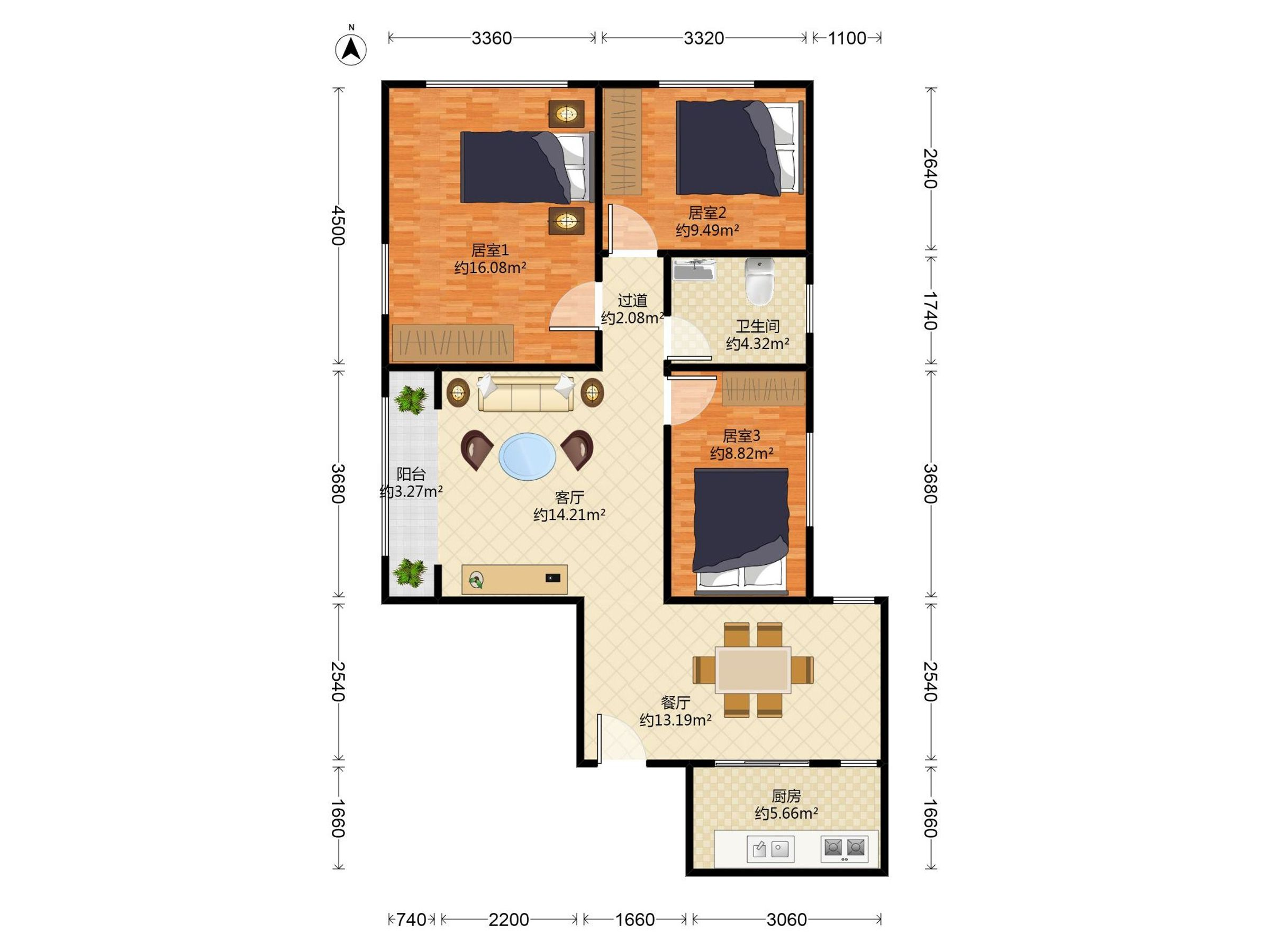 全新3房，法式浪漫风，小区中间位置，楼wang栋安静