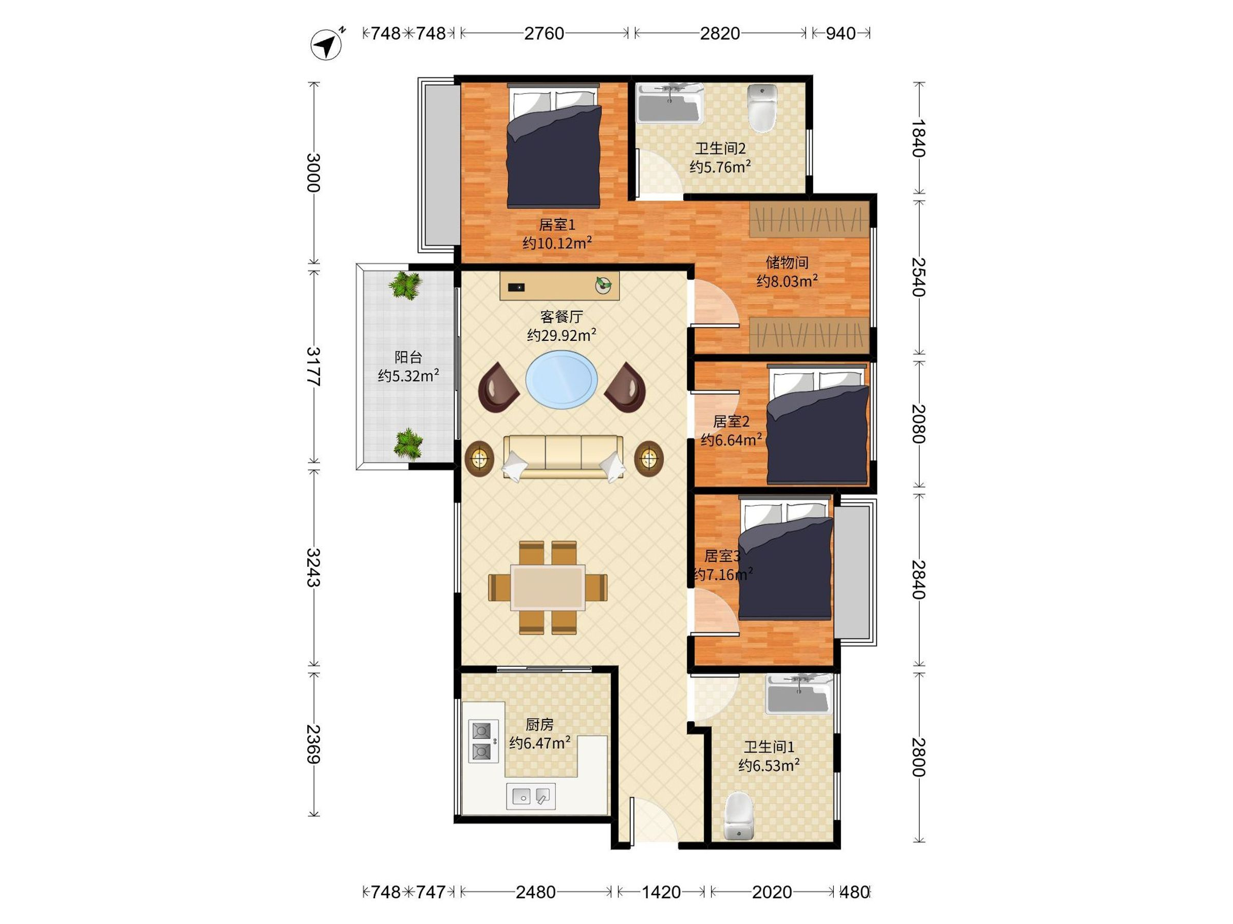 壹方城楼上，精装修，厅出大阳台，采光通风好，适合居住。