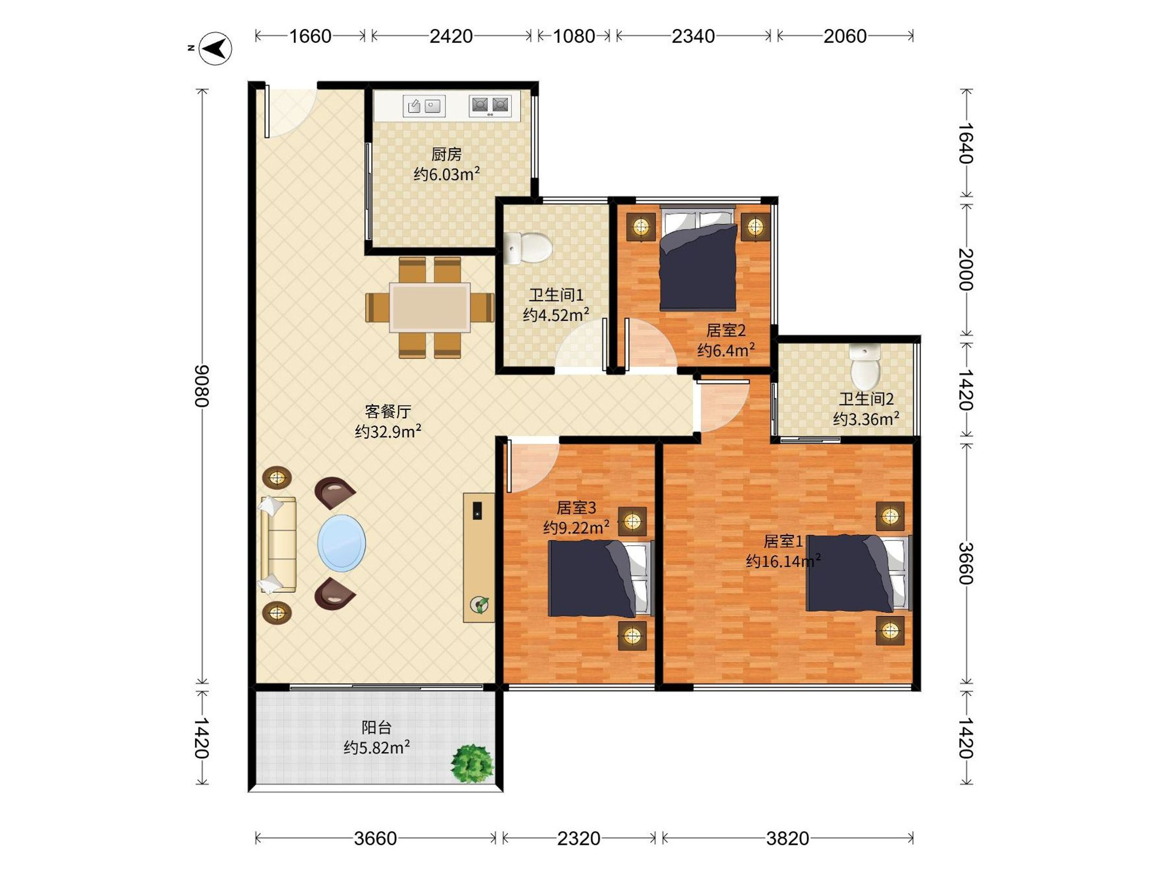 公园旁优质三室两厅，宽敞明亮，车位充足，尽享绿意生活！